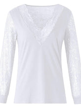 Load image into Gallery viewer, Full Size Lace Detail V-Neck Long Sleeve Blouse
