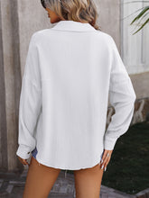 Load image into Gallery viewer, Textured Pocketed Button Up Dropped Shoulder Shirt
