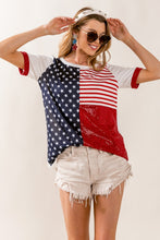 Load image into Gallery viewer, BiBi Star &amp; Stripes Round Neck Short Sleeve T-Shirt
