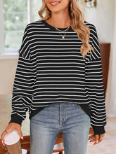 Load image into Gallery viewer, Striped Round Neck Long Sleeve Sweatshirt
