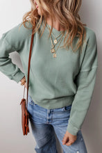 Load image into Gallery viewer, Waffle-Knit Long Sleeve Dropped Shoulder Top
