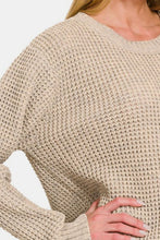 Load image into Gallery viewer, Zenana High Low Long Sleeve Waffle Sweater
