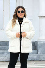 Load image into Gallery viewer, Plus Size Collared Neck Button Down Fuzzy Outerwear
