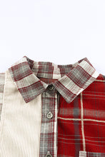 Load image into Gallery viewer, Plaid Patchwork Collared Neck Shacket
