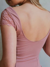 Load image into Gallery viewer, Lace Detail V-Neck Cap Sleeve Top
