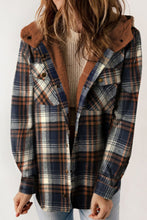 Load image into Gallery viewer, Plaid Button Up Long Sleeve Hooded Jacket
