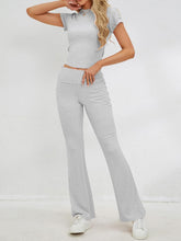 Load image into Gallery viewer, Round Neck Short Sleeve Top and Pants Set
