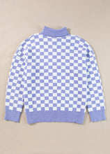 Load image into Gallery viewer, Plus Size Checkered Collared Neck Long Sleeve Sweater
