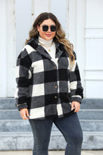 Load image into Gallery viewer, Plus Size Plaid Button Up Hooded Jacket
