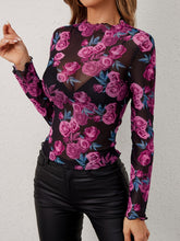 Load image into Gallery viewer, Floral Mock Neck Long Sleeve Top
