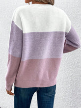 Load image into Gallery viewer, Color Block Drop Shoulder Long Sleeve Sweater
