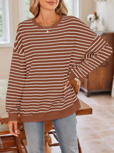 Load image into Gallery viewer, Striped Round Neck Long Sleeve Sweatshirt
