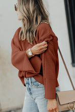 Load image into Gallery viewer, Textured Round Neck Long Sleeve Sweater
