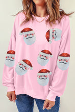 Load image into Gallery viewer, Sequin Santa Patch Round Neck Sweatshirt
