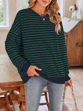 Load image into Gallery viewer, Striped Round Neck Long Sleeve Sweatshirt
