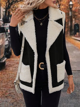 Load image into Gallery viewer, Full Size Contrast Open Front Sherpa Vest Coat
