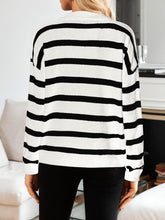 Load image into Gallery viewer, Many Striped Johnny Collar Long Sleeve Sweater
