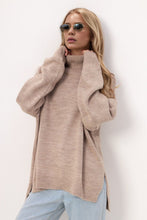 Load image into Gallery viewer, Basic Bae Side Slit Turtleneck Long Sleeve Sweater
