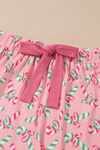 Load image into Gallery viewer, Candy Cane Collared Neck Top and Shorts Lounge Set
