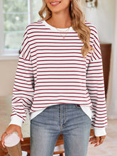 Load image into Gallery viewer, Striped Round Neck Long Sleeve Sweatshirt
