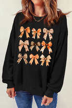 Load image into Gallery viewer, Bow Graphic Round Neck Long Sleeve Sweatshirt
