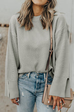 Load image into Gallery viewer, Textured Round Neck Long Sleeve Sweater
