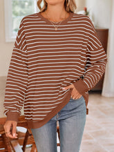 Load image into Gallery viewer, Striped Round Neck Long Sleeve Sweatshirt
