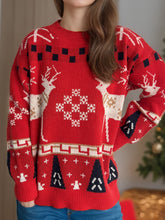 Load image into Gallery viewer, Christmas Element Round Neck Long Sleeve Sweater
