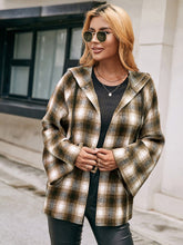 Load image into Gallery viewer, Pocketed Plaid Long Sleeve Hooded Jacket
