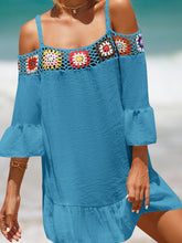 Load image into Gallery viewer, Crochet Cold Shoulder Three-Quarter Sleeve Cover Up
