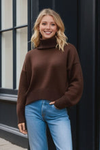 Load image into Gallery viewer, Basic Bae Turtleneck Dropped Shoulder Long Sleeve Sweater
