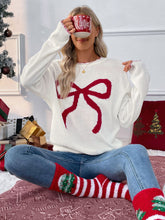 Load image into Gallery viewer, Perfee Bow Round Neck Long Sleeve Sweater
