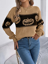 Load image into Gallery viewer, Pumpkin Round Neck Long Sleeve Sweater
