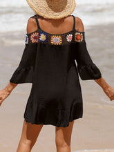 Load image into Gallery viewer, Crochet Cold Shoulder Three-Quarter Sleeve Cover Up
