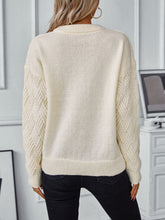 Load image into Gallery viewer, Round Neck Long Sleeve Woven Sweater
