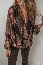 Load image into Gallery viewer, Printed Surplice Long Sleeve Blouse
