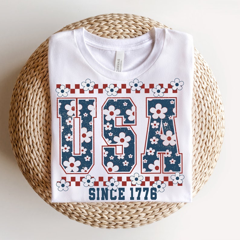 Floral USA tee