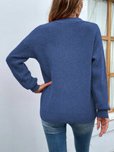 Load image into Gallery viewer, Cutout V-Neck Rib-Knit Sweater
