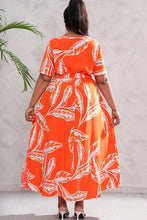 Load image into Gallery viewer, Plus Size Printed Surplice Short Sleeve Maxi Dress
