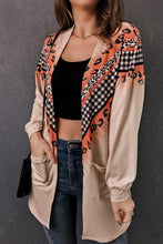 Load image into Gallery viewer, Double Take Leopard Plaid Open Front Longline Cardigan with Pockets
