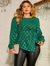 Load image into Gallery viewer, Plus Size Twist Front Long Sleeve Blouse
