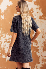 Load image into Gallery viewer, Leopard Round Neck Dropped Shoulder Dress with Pockets
