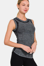 Load image into Gallery viewer, Zenana Washed Ribbed Round Neck Slim Tank
