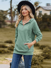 Load image into Gallery viewer, Cable-Knit Zip-Up Hooded Blouse
