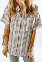 Load image into Gallery viewer, Striped Short Sleeve Shirt with Breast Pocket
