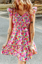 Load image into Gallery viewer, Floral Ruffle Trim Smocked Dress
