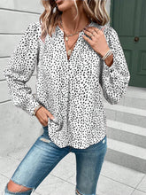 Load image into Gallery viewer, Printed Notched Long Sleeve Blouse
