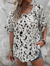 Load image into Gallery viewer, Tied Printed Boat Neck Blouse
