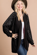 Load image into Gallery viewer, Black Sequin Holiday Cardigan
