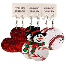 Load image into Gallery viewer, Snowman, Ball, and Heart Earrings Set
